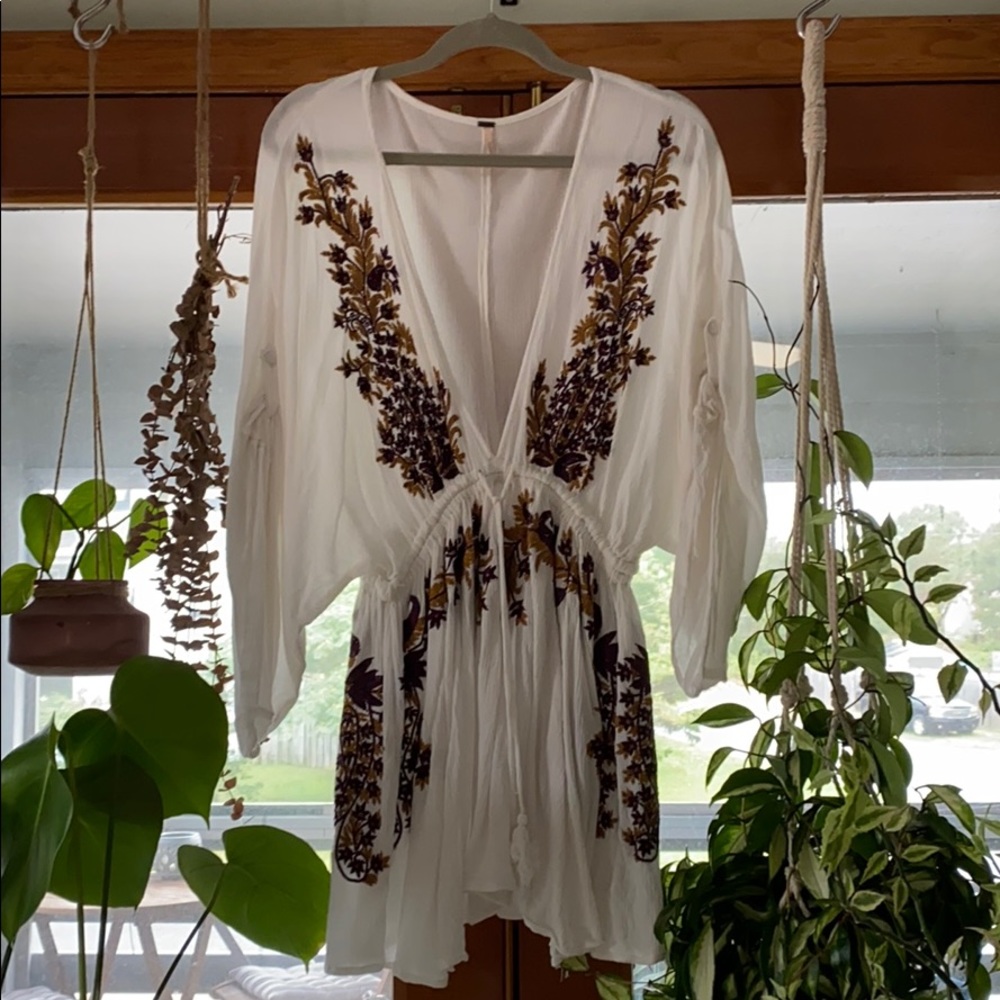 Free People Tunic with Purple and Gold Embroidery